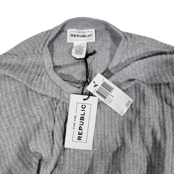For the Republic Long Sleeve Waffle Top Grey S NWT - Picture 3 of 5